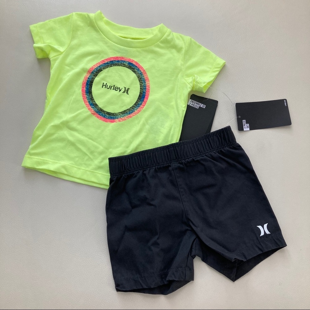 Hurley neon cute baby boy shorts set 2230